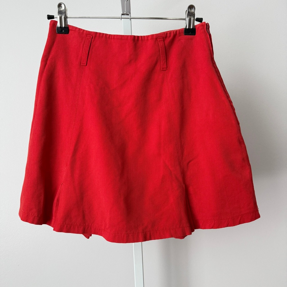 VTG Byblos 40 Red Mini Skirt Textured High Waist Quirky Retro Twee Teacher